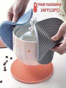 4 piezas Almohadillas de silicona con panal resistentes al calor, aislamiento de alta temperatura, posavasos antideslizantes para cocina y mesa de comedor - Ver 4