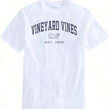1 pieza de camiseta de manga corta para hombre Vineyard Vines Heritage, ropa de verano, 180g, 100% algodón. - Blanco - Ver 5