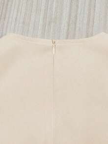 Vestido de mujer de unicolor, cuello redondo, ajustado, con lazo delantero y sin mangas - Albaricoque - Ver 4