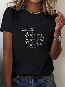 Camiseta cristiana de manga cortaFeCamisetaParaMujeres&Hombres-JesúsElCaminoVerdaderaVidaInspiradorGráficoTee,ConBlancoRotulación,100%AlgodónRedondoCuelloCortoMangaInformalSuperior,MáquinaLavableReligiosoRopaEsEsMuyAdecuadoParaHalloweenYDía de Acción de GraciasYEsUnIncreíbleRegaloADarAFamiliaYAmigos.Camiseta de verano - Negro - Ver 6
