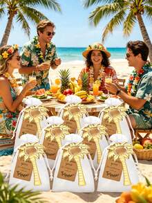 15/3pcs Summer Beach Party Gift Set, Includes Coconut Tree Bottle Opener, Thank You Cards, White Bag, Summer Beach Party Decor, Accessories - Multicolor - View 6