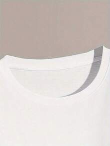 Camiseta casual de manga corta de cuello redondo de unicolor para hombre - Blanco - Ver 5