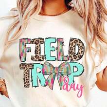 1 "Field Trip Anyone" T-Shirt, School Trip T-Shirt, "Teacher Magic School Bus" T-Shirt, Field Day T-Shirt, "Seatbelts Everyone" T-Shirt, "Frizzle" T-Shirt, Teacher T-Shirt, Oversized Graphic Tees For Women, 100% Cotton, Crew Neck, Short Sleeve, Casual Tops, 180g, 100% Cotton, All Designs Are Printed. Unisex. - 白色 011 - 查看 2