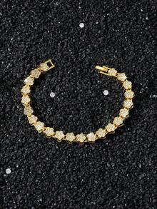 1件女士经典全钻合金花朵拼接链手链，珠宝礼品 - 花朵 - 查看 4