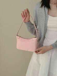 Bolso de red con flores y rosas para niña; Nuevo estilo de bolso de mano para cena; Bolso de hombro fresco y sencillo; Bolso de mano con flores - Rosa - Ver 9