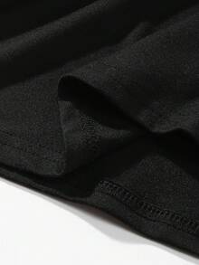 Camiseta de  con Estampado Gráfico de  - Camiseta Casual de Manga Corta con Cuello Redondo, Corte Holgado, Elasticidad Media y Lavable a Máquina para Primavera y Verano Y2k - Negro - Ver 4
