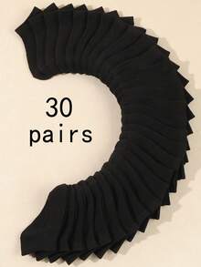30 piezas Calcetines deportivos cortos de unicolor y transpirables para niños, casuales para primavera/verano, de estilo académico para volver al colegio - Multicolor - Ver 7