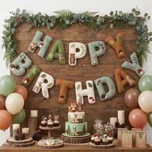 2D Flat Farm And Forest Animal Theme Felt Happy Birthday Banner Set, Rustic And Forest Animal Bunting Decoration DIY Birthday Party Wall Decor - A - View 9