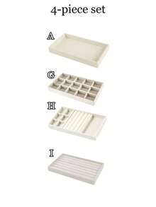 9pcs/1pc Velvet Jewelry Tray Large Capacity Jewelry Storage Box Accessory Tray Multi-Functional Storage Box With Independent Compartments, Stackable Jewelry Display Rack, Suitable For Earrings, Necklaces, Bracelets, Rings, Hair Clips, Hairbands, Etc. Valentine's Day/Back To School Season - Beige - View 26