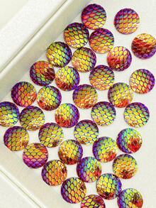 50pcs/Pack Iridescent Gradient Fish Scale Shaped Resin Sequins, DIY Clothing Accessories, Shoes, Bags, Hair Decorations - Deep Blue AB - View 5