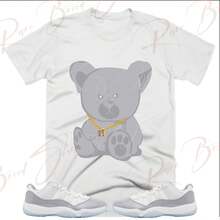 Teddy Bear T-Shirt To Match Jordans Retro 11 Cement Grey, Retro 11 Cement Grey T-Shirt, Retro 11 Cement Grey Sports T-Shirt - 款式 - 查看 1