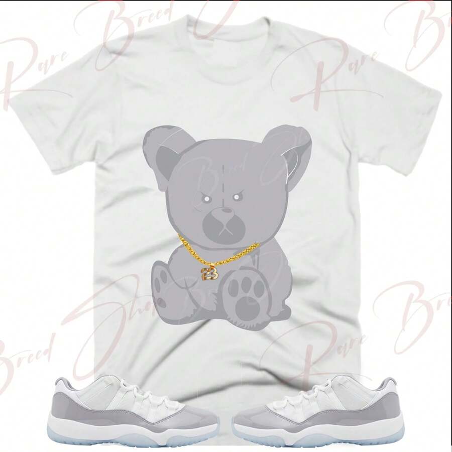 Teddy Bear T-Shirt To Match Jordans Retro 11 Cement Grey, Retro 11 Cement Grey T-Shirt, Retro 11 Cement Grey Sports T-Shirt - 款式 - 查看 1