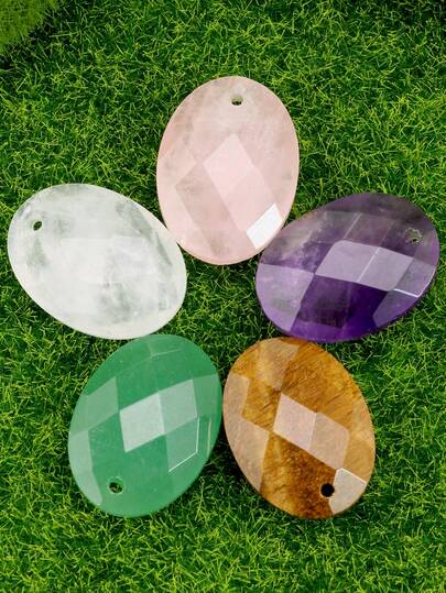 15*20mm Elegant Natural Stone Oval Pendant, Amethyst & Green Aventurine Jewelry, Ideal For Making Earrings And Necklaces, Perfect Handmade Gift For Valentine's Day And New Year