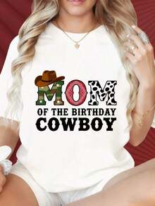 Camisetas de mujer con cuello redondo y mangas cortas tienen interesantes estampados. Camiseta de Vaquera para Mamá del Cumpleaños para Mujer, Disfraz de Fiesta Western, Regalo para Celebración de Cumpleaños, Atuendo de Mamá, Camiseta con Temática de Vaquera, Adecuada para Fiestas de Navidad, Actividades Deportivas, Fiestas de Vacaciones, Salidas, Deportes y Otros Regalos Festivos. - Blanco - Ver 7