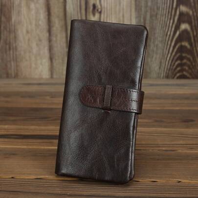Soft Distressed Top-Grain Cowhide Men's Wallet, Vintage Oil Wax Leather, Long And Short Styles, Genuine Leather Multi-Card Slot Women's Wallet