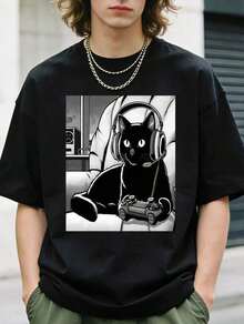 G     U  E  S  What I Need Camiseta Gráfica de Algodón - Unisex Casual Cuello Redondo Manga Corta, Suave y Transpirable 100% Algodón, Ajuste Holgado, S-XXXL, Negra con Impresión Blanca, Perfecta para Atuendo Casual Y4L8 - Blanco - Ver 1