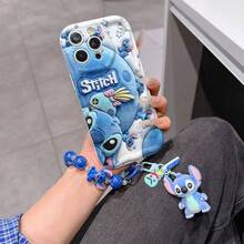 Disney Has Authorized, Phone Case - Chain Set, The Stitch Lilo & Stitch 3D Phone Case Plus A Silicone 3D Stitch Bracelet With Metallic Ring Removable Bracelet, Stitch And Angel Pattern, Compatible With Iphone17/16/15/14/13/12/11/XS/XR/X Plus Pro Max, A Stylish Cartoon Phone Case, The Perfect Gift Choice, Phone Protection, Durable Phone Cover, Great Gift For Friends And Family. - 白色 - 查看 6