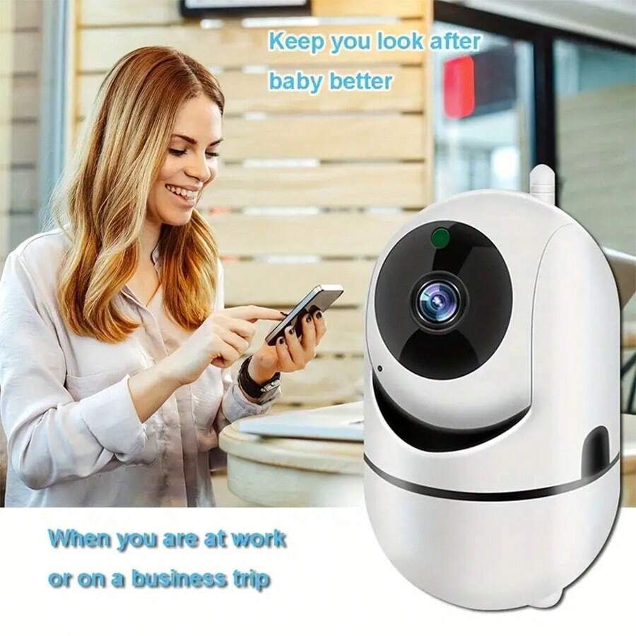1pc High Definition Wireless WiFi Home Security Camera, Baby & Pet Monitor, HD Night Vision Monitoring, Motion Detection, Two-Way Audio, Suitable For Home Recording And Surveillance - White - View 1