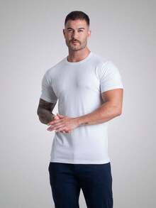 Set Of 3 Basic Egyptian Men's T-Shirts, 93% Cotton, 7% Elastane, Premium Quality. - 3 White - View 4