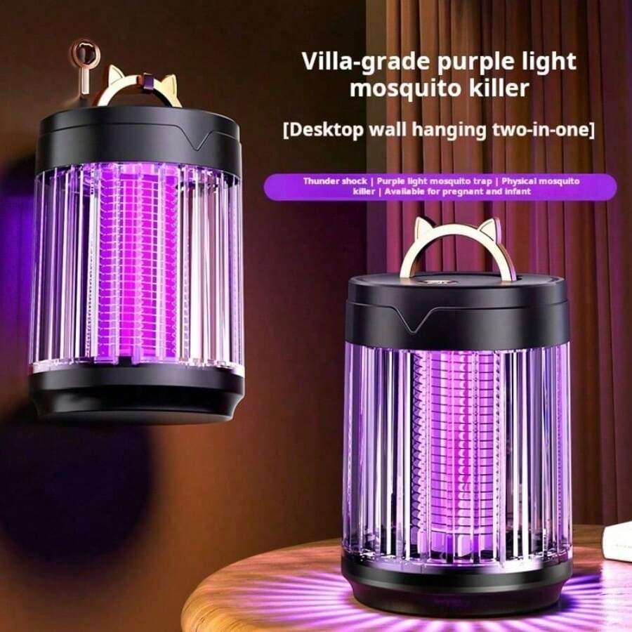 SOKANY USB-Powered Mosquito Lamp - Purple Light, Desktop + Wall-Mounted Combo. UV Light Attracts Mosquitoes, 360° Wide-Angle Silent Protection, ABS Material, Suitable For Outdoor And Bedroom Use, Essential For All Seasons, Effective Mosquito Repellent. - Black - View 1