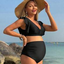 Swim Vcay Conjunto de bikini de playa casual y de unicolor para embarazadas, para vacaciones de verano - Multicolor - Ver 5