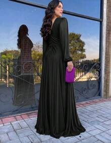 Long Dress For Graduation, Party, Wedding, Evening, Bridesmaid With Sparkle - Black - View 2