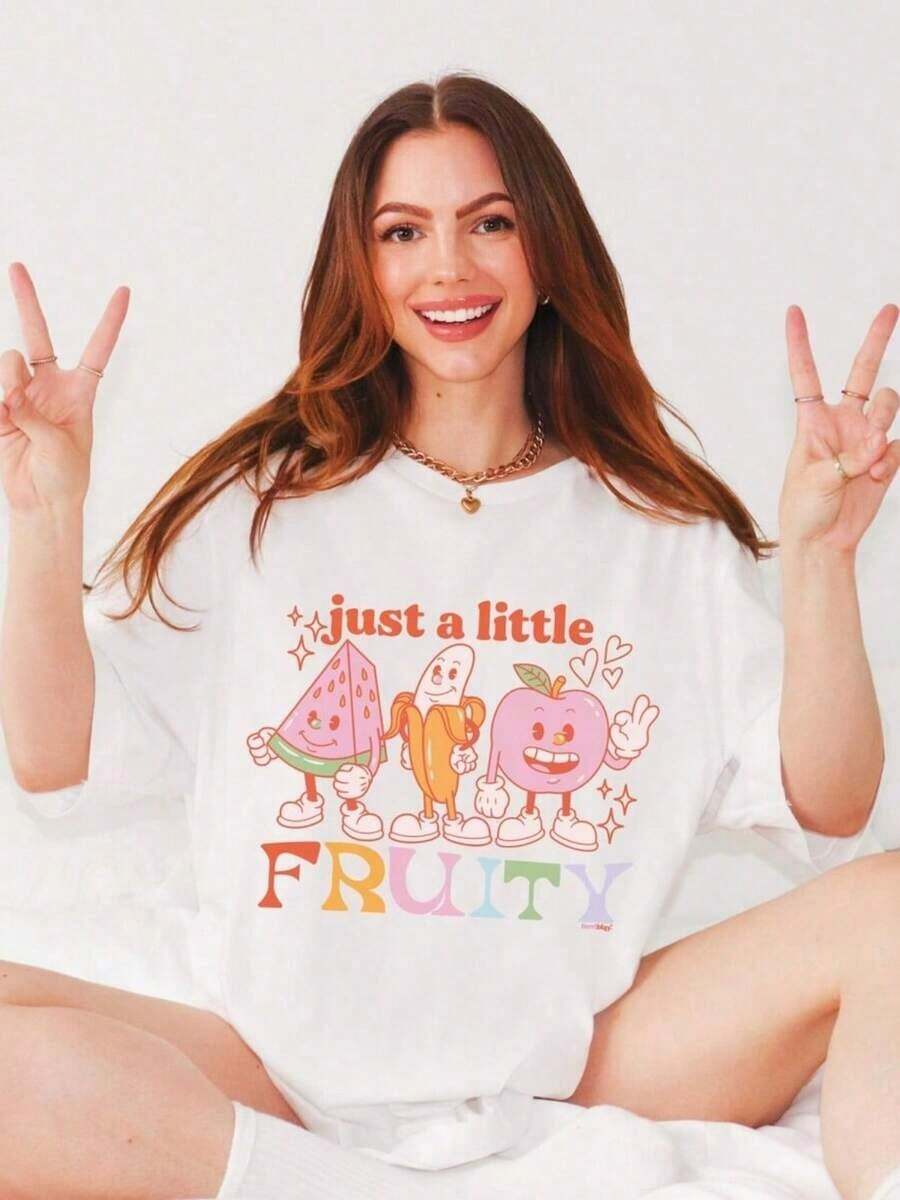 1 camiseta Oversized Fruity Pride: Camiseta con gráficos LGBTQ, 180g 100% algodón, los diseños están completamente impresos. Unisexo. - Blanco - Ver 1