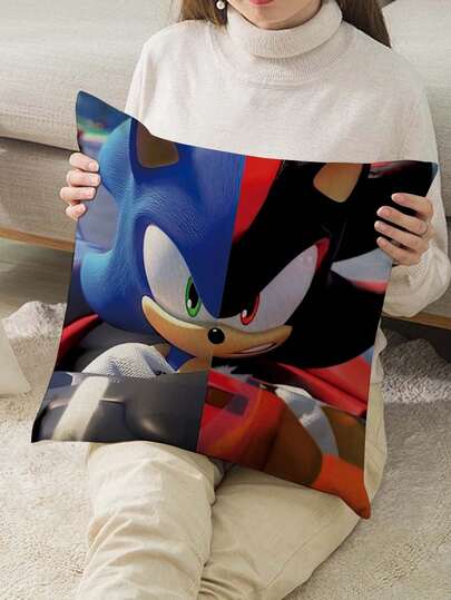 Sega 分体式设计抱枕套，时尚粉丝抱枕套，适用于客厅和游戏空间装饰。这款独特的抱枕套采用醒目的分体式设计，以生动的高清细节并排展示阴影，为您的家居装饰增添大胆、引人注目的色彩。