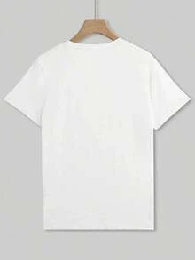 1 Pieza de Camiseta Casual de Moda para Hombres y Mujeres con Estampado de Frutas, Cuello Redondo y Manga Corta. Versátil, fácil de combinar, adecuada para uso diario, estilo urbano, ropa de vacaciones y de fin de semana. - Blanco - Ver 2