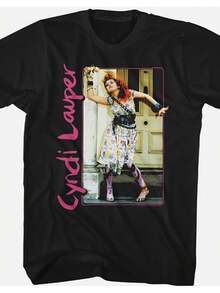 playeras de mujer Cindy Lauper She's Too Unusual Graphic T-Shirt - Vibrant Pop Rock Music Design Cotton Short Sleeve Pure Couple Streetwear Top - Negro - Ver 1