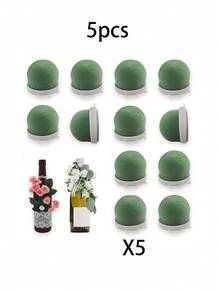 5个迷你花泥支架，圆形花泥，干花泥块，DIY花艺用品，适用于婚礼瓶盖礼盒装饰，半圆形花泥块，可用于制作花束、婚礼装饰、新娘背景、婚礼拱门、中心装饰、花束填充物 - A - 查看 9