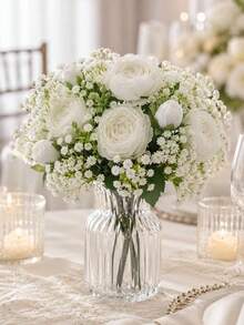 Bộ 30/21/10 bông hoa mẫu đơn nhân tạo kết hợp với hoa baby's breath, tự làm bó hoa cưới, trang trí phông nền tiệc cưới, trang trí bàn tiệc, cắm hoa, trang trí nhà cửa, trang trí sân vườn, hoa nhân tạo, hoa sân vườn sống động như thật. - hoa giả - Xem 1