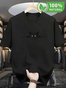 Hecho de 100% algodón puro, transpirable y agradable para la piel. Diseño clásico de cuello redondo, corte ajustado y adecuado para todo tipo de cuerpos. Estampado moderno y a la moda con un estilo sencillo y elegante. Diseño unisex perfecto para conjuntos de pareja, ideal para el transporte diario, citas, ocio y ropa urbana. Atemporal y versátil, también es una excelente opción de regalo para el Día de la Madre. - Negro - Ver 8