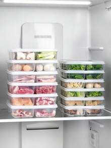 1/3/6pcs Practical 4/6 Compartment Reusable Food Prep Storage Containers, Meal Prep Containers, Multi-Function Snack & Fruit Tray & Portion Control Lunch Box, Suitable For Adults, Ideal For Home, School, Office, Travel, Birthday & New Year Gift - Multicolor - View 10