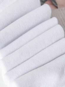 5 Pairs Back To School White Knee-High Socks, Tall Socks, School Uniform Socks, Calf Socks For Boys And Girls, Outdoor Sports, Football Socks - White - View 7