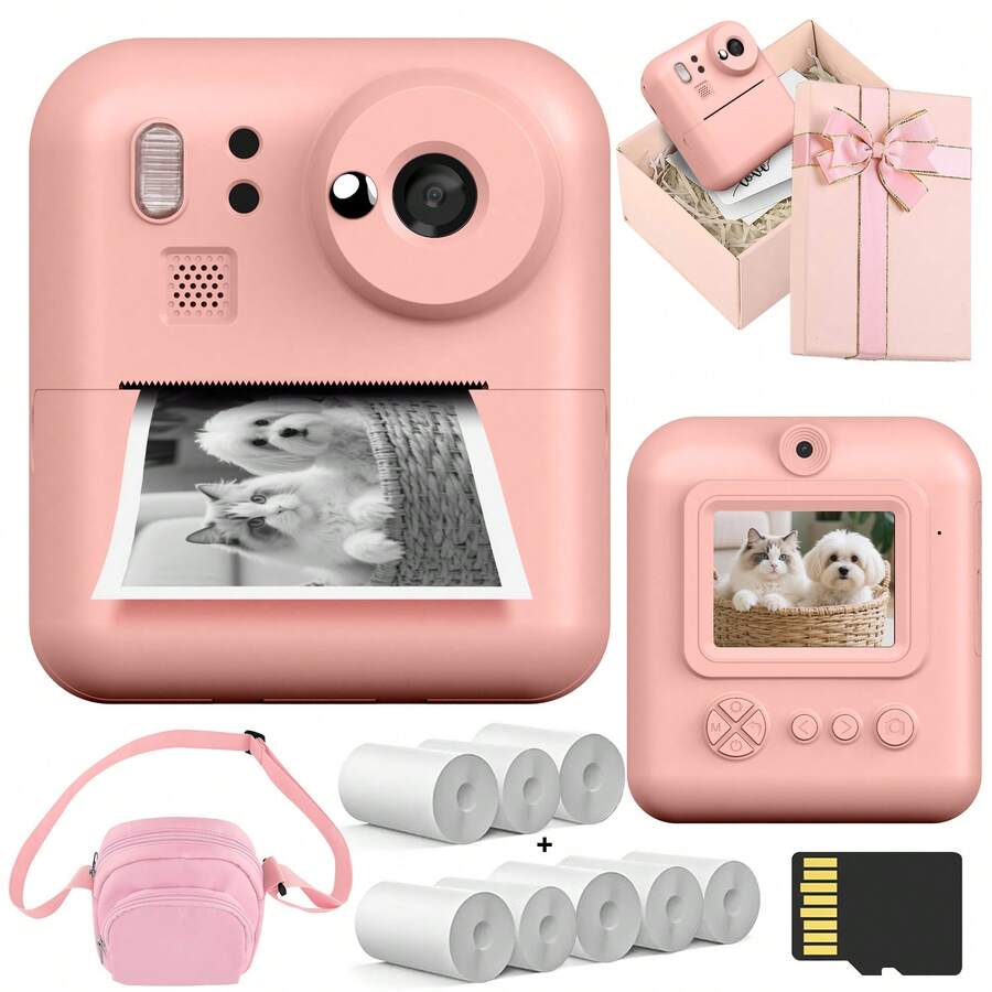 Children's Instant Camera 1080P High Definition Real-Time Printing Digital Camera, Suitable For Video Recording And Photo Taking. Perfect For Teenagers, Children And Beginners, Great Birthday, Christmas Or New Year Gift. Battery Capacity: 1300mAh