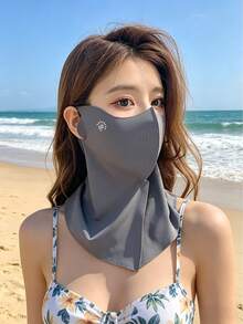 2/1pc Women's Full Face Sun Protection Dust-Proof Mask, UV Protection Neck Guard, Ice Silky Fiber Fabric Facekini For Driving And Cycling, Sunshade Mask, Spring/Summer - A - View 4