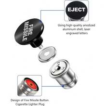 Ejection Button Car Car Plug, 12 Volt Car Car Plug Replacement, Car Interior Decoration, Suitable For Most Models, Car Plug Plug Adopts High-Quality Anodized Aluminum Material, Laser Engraved Characters, Without Battery - Lighter - View 5