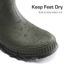 Kids Rain Boots Easy-On Lightweight Non-Slip Outsole For Boys & Girls Outdoor Rainy Day Play - Olive Green - View 5