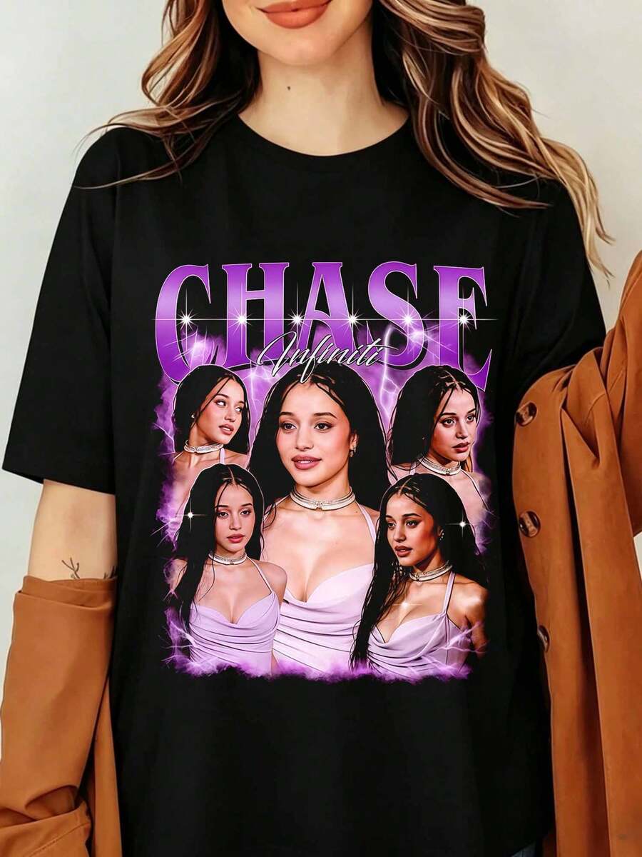Maglietta nera con stampa grafica del ritratto dell'attrice e modella Chase Sui Wonders Vintage anni '90, maglietta bootleg Chase Infiniti, maglietta unisex Chase Infiniti, felpa Chase Infiniti, magliette per fan Chase Infiniti, idee regalo per Natale - nero - Visualizzare 1