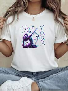 Ropa de Verano para Mujer, Camisetas de Mujer, Camisetas de Moda, y Ropa para Fitness, Viajes de Ocio, Vida Universitaria, Esculturas de Poses Femeninas con Cadenas - Blanco - Ver 1