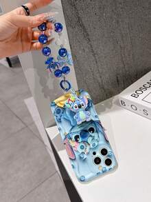 Disney Has Authorized, Phone Case - Chain Set, The Stitch Lilo & Stitch 3D Phone Case Plus A Silicone 3D Stitch Bracelet With Metallic Ring Removable Bracelet, Stitch And Angel Pattern, Compatible With Iphone17/16/15/14/13/12/11/XS/XR/X Plus Pro Max, A Stylish Cartoon Phone Case, The Perfect Gift Choice, Phone Protection, Durable Phone Cover, Great Gift For Friends And Family. - 白色 - 查看 3