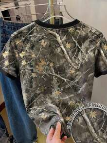 Camiseta casual de mujer con estampado todo sobre, linda y elegante para vacaciones, fiestas en la playa, estampado floral Y2K, moda callejera, vuelta al colegio, ocio festivo - Multicolor 12 - Ver 2