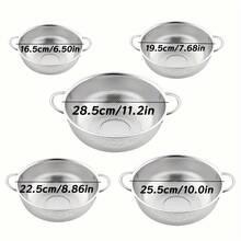 1 Set Thick Stainless Steel Colanders With Mixing Bowl, Rice Washing Bowl, Double-Ear Vegetable Washing Basin,Multi-Size Perforated Strainer Baskets With Handles, Multipurpose Rice, Fruit & Vegetable Washing Bowl For Kitchen - S+M+L - View 8