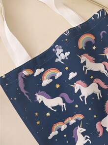 Grand sac fourre-tout en canevas pour enfants, sac de courses, sac à main, sac à bandoulière léger et doux, design imprimé motif sirène unique, sac à dos étudiant grande capacité, sac à bandoulière pour les trajets, sac de courses multifonctionnel, peut contenir des livres, léger et pliable, style classique décontracté, style mignon, un excellent choix pour les cadeaux d'anniversaire, convient à toutes les occasions. - Multicolore - Voir 7