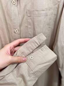 Linen Shirt And Pants Set, 2 Pieces, Lined With Elastic. - Khaki - View 2