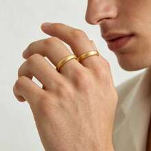 Minimalist Stackable Gold-Tone Rings, Size 2mm/4mm/6mm/8mm, Stainless Steel Material That Won't Discolor, Suitable For Daily Wear And Special Occasions As Versatile Jewelry - Multicolor - View 5