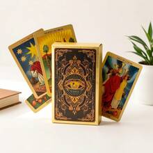 78pcs Spanish Classic Vintage Tarot Cards, Full Spanish Language Waite System Divination Card Deck, Vintage Mysterious Eye Tarot Cards, Spanish Divination Cards, Suitable For Personal Daily Divination, Meditation, Party Board Games, Vintage Style Collectors, Comes With Delicate Box And Instruction Manual - Multicolor - View 3