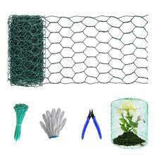 Chicken Poultry Wire Fencing,16inx13ft/16inx26ft/4inx10ft Vinyl Coated Hardware Cloth Rust-Resistant Hexagonal Mesh Roll With Snips/Gloves For Vegetable/Garden/Pets/Plants/Floral Netting - 4inx10ft/4inx118in - View 1