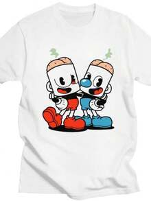 playeras de mujer 2026 Custom Hot Game Cartoon Cupheads Mugman T Shirts for Men Women Pure Cotton Tees Tshirt Short Sleeve T-shirt Clothes - Blanco - Ver 1
